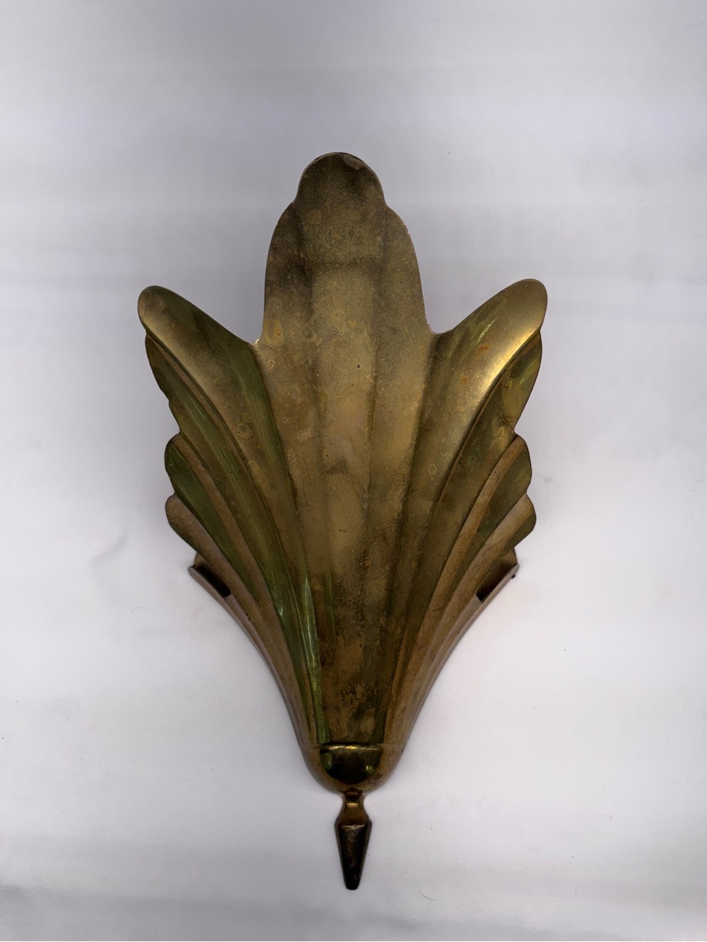 Vintage Solid Brass Clamshell Wall Pocket Sconce Leaf Planter Hanging Decor 8"